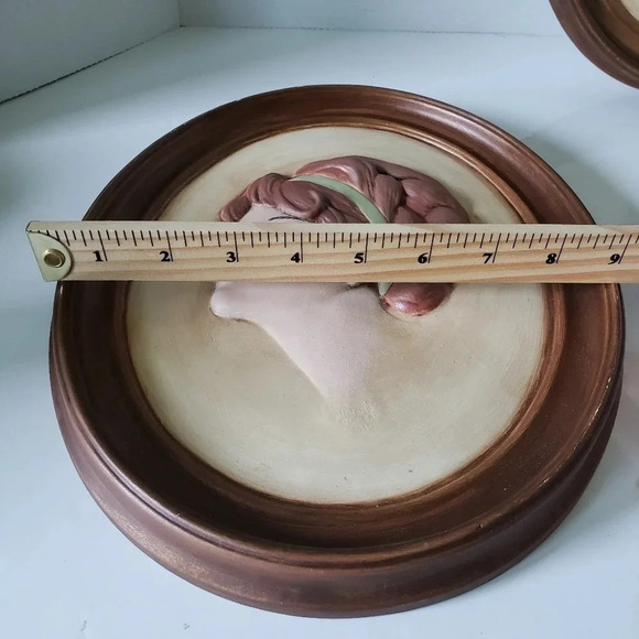 Vintage Set of 2 1975 Duncan Ceramics Cameo Lady Faces Wall Plaques. - Picture 12 of 12